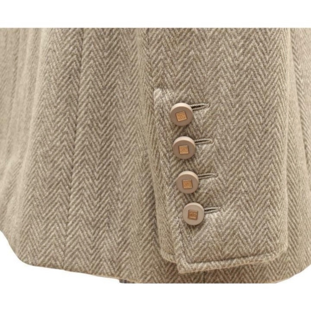 Chanel Jacket Blazer Beige Wool Blend Gold HW Long Sleeve 36 96A - Picture 6 of 8